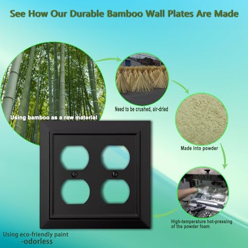 Classic Architecture Wall Plates,Light Switch covers, Electrical Outlet Covers, Duplex receptacle wall plates,Mid Size Bamboo Fiber Material Switch plates Matte Black (2 Gang Duplex 2PK) - style: 2 Gang Duplex 2PK