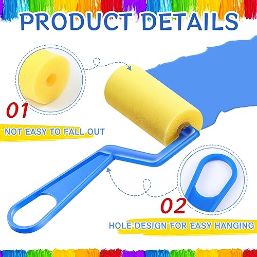 Tenceur 30 Pcs 3 Inch Foam Paint Rollers Painting Sponge Roller, Blue - color: Blue