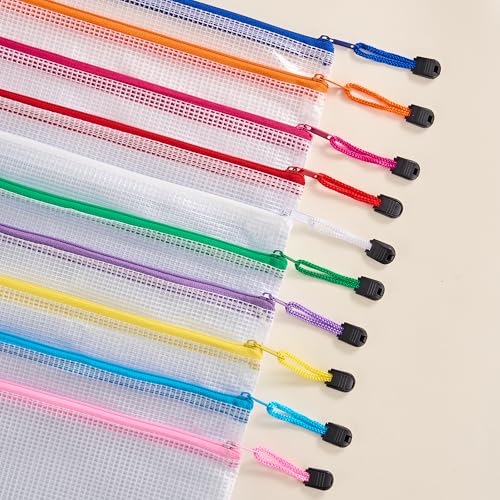 JARLINK A4 Mesh Zipper Pouch Bags, 24 Pcs Waterproof Zipper Pouch Bags - style: 24pcs