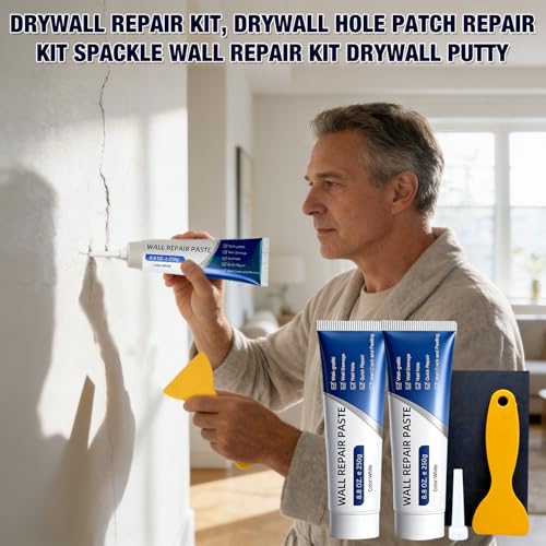 2 Pack Efficient Drywall Repair Kit with Scraper, Quick Drying Wall Repair Paste for Wall Holes, Cracks, Scratches and Graffiti for Holes Cracks Scratches Home DIY Use