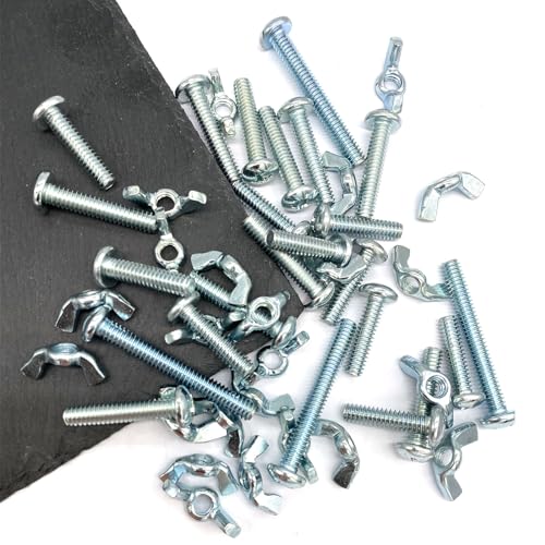 48Pack 1/4"-20 1-2Inch 3 Sizes Screw Bolts and Wing Nut Kit 24pcs Machine Screws with Round Head Phillips 24pcs Butterfly Hand Twist Tighten Nut Zinc Plated Hardware Fitting Fastenings Kit - size: Silver 48 Pack 1/4"-20 1-2Inch 3 Sizes