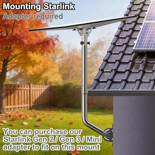 28" Heavy Duty Adjustable Antenna Wall Mount – 430 Stainless Steel J-Pole Solid Mast Bracket for Starlink (Adapter Required), TV Antennas, Weather Stations – 1.38" OD Pivot Base (Silver) - color: 28‘’ Long Wall Mount Silver