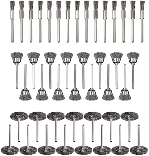 45 Pcs Stainless Steel Wheel Wire Brush Set 1/8" Shank Rotary Tool - style: 45PCS MIX