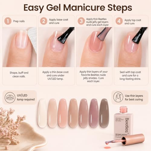 Beetles Nude Gel Nail Polish Set, 6 Colors Neutral Nude Jelly - color: 0-0-0-Dusky Mocha