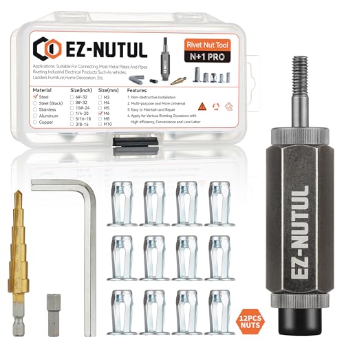 Jack nut Installation Tool Set Hand Thread Insert Jacknuts with Tool Kit - size: LONG M6-12PCS With Tool