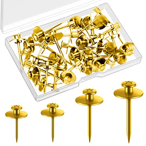 Zhengmy 40 Pcs Double Headed Picture Hangers Nails 4 Size, Gold - color: Gold