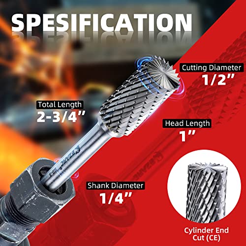 EZARC Tungsten Carbide Rotary Burr Bit, SB-5 Double Cut, 1/4-Inch Shank - style: SB-5