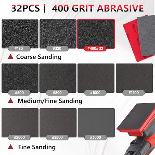 32 PCS 400 Grit Sanding Sponge, Soft and Flexible Sandpaper Block - style: 32Pcs 400Grit
