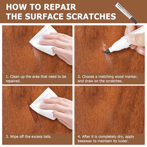 SEISSO Wood Furniture Repair Kit, Touch Up Markers Wood Fillers - size: 12Wood Fillters+12Markers+Wood Putty+Polish Wax