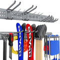 Garage Tool Organizer Wall Mount 49.5 inches with 10 Adjustable Heavy-Duty Hooks, Garage Organization, Garden Tool Storage Rack, Yard, and Shed, Holds Up to 400 lbs (Grey) - size: 49.5" | 3 Panels + 10 Hooks