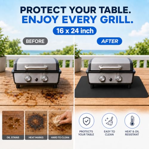 Heat Resistant Grill Mat for Countertop, 16 x 24 inch Waterproof BBQ Mat for Table and Countertop Protection, Fits Blackstone, Ninja, Gas Grills - size: 16*24inch