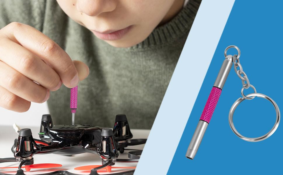 UNEAK - Eyeglass Screwdriver Repair Kit Pink Precision 3 in 1 Mini Screwdrivers Set Keychain Glasses, Sunglasses, Sunglass, Watch, Electronics, Eyeglasses, Flat Head, Phillips, Hex - color: Pink