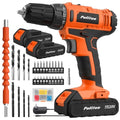 PULITUO 20V Cordless Drill/Driver, 2 Batteries Electric Screwdriver, 30Nm Power Drill Driver, 21+1 Torque, 2 Speed, 3/8"Keyless Chuck, power Drill with LED Light, Drill Driver Kit for Home (Orange) - style: 20V Drill (orange)-double