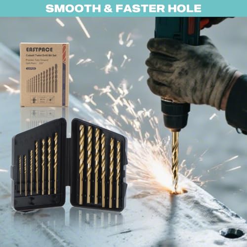 13Pcs M35 Cobalt Drill Bit Set, 1/16 inch-1/4 inch,Twist Jobber Drill Bit Kit for Stainless Steel, Hard Metal and Wood Plastic with Indexed Case - size: 13Pcs Cobalt Drill