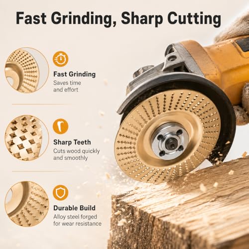 Tungsten Carbide Cutting Wheel, Angle Grinder Polishing Pad, Heavy-Duty Wood Carving Disc Set, ungsten Carbide Grinding Wheel Wood Carving for 4" & 4-1/2" Grinders (Mix)