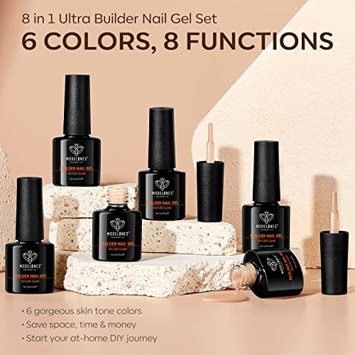 modelones Gel Polish Builder Nail Set, Base Colors 8-in-One Jelly Caramel - color: B3-Warm Sheer