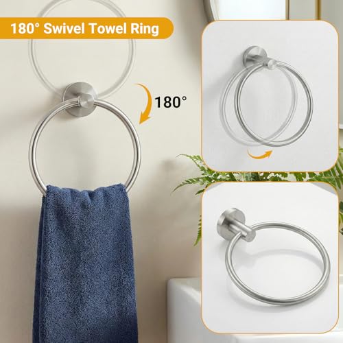 5 Piece Bathroom Towel Bar Set - SUS304 Stainless Steel Brushed Nickel Bath Towel Holder, 16 Inch Towel Racks for Bathroom Wall Mounted, Bathroom Hardware Accessories Set - color: C-24 Brushed Nickel