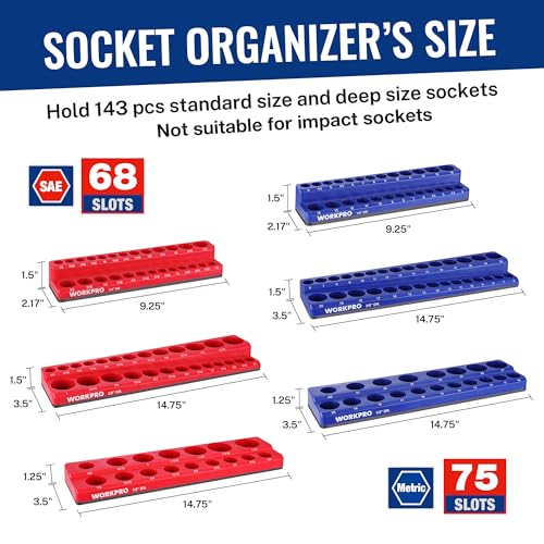 WORKPRO 8-Piece Magnetic Socket and Wrench Organizer Set