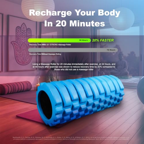 321 STRONG Patented 3-Zone Massage Roller, Medium Density for Exercise - color: Black