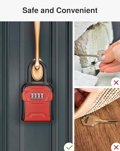 Puroma Key Lock Box for House Keys Combination Lockbox with Code, 1 Red - color: Red