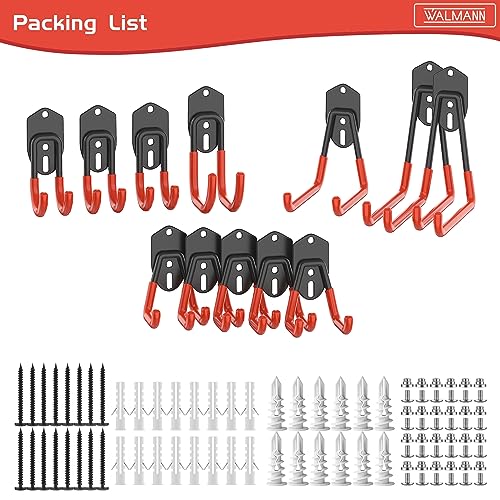 WALMANN Garage Storage Hooks, Wall Mount Utility Hooks for Tools - style: Orange-red Hook