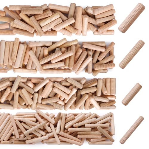 100Pcs Wooden Dowel Pins Kit 1/2" x 1-1/2 Inch Small Fluted Wood Dowels Pegs Hardwood Pin for Furniture Woodworking Crafts, Furniture, Door, DIY - size: 12mm x 40mm - 100PCS