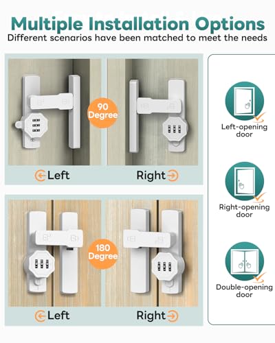 Keyless 90/180 Degree Sliding Barn Door Lock Latch, White-2PCS - color: White-2PCS