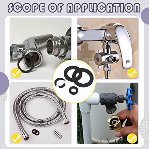 Swpeet 256Pcs 7 Sizes Flat Rubber and Silicone Washers O Ring Plumbing Washers Assortment Kit, Flat Gasket Hose Gasket Set Sealing Washer for Shower Head Washers Garden Faucet Water