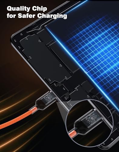 iMangoo 60W USB C to USB C Braided Cable for Car Play 6ft Orange - size: 6FT/2M