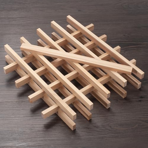 Wood Strips Slats Wooden Dowels for Crafts 3/8" × 3/4" × 12", 15 PCS Wood Trim Flat Lumber Boards Square Dowel Rods Wooden Sticks for Crafting, Woodworking, Model Making - size: 3/8x3/4x12 in - 15PCS