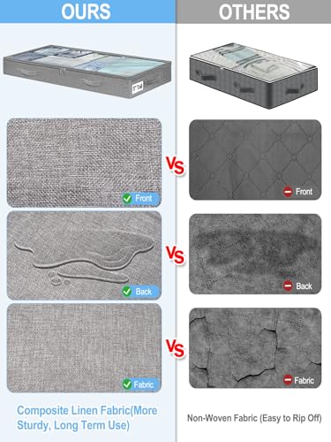 punemi 5 inch High Soft Fabric Low Profile Under Bed Storage, 2 Pack, Grey - color: Grey, size: 2 Pack-5 inch Tall-Soft