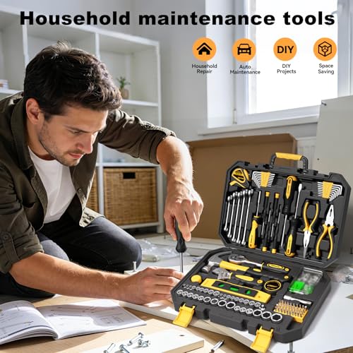 209 Piece Tool Kit for Home Socket Wrench Auto Repair Tool Set,General Household Tool box,Basic Hand Tool Kit,Perfect for Homeowner, Diyer, Handyman