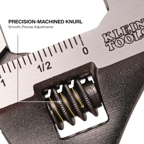 KLEIN TOOLS D507-8 Adjustable Wrench, Extra Capacity Jaw Forged Drive Wrench with High Polish Chrome Finish, 8-Inch - style: Dipped Handle, 8-Inch