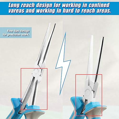 SPEEDWOX Long Reach Needle Nose Pliers With Smooth Jaw Tweezer Nose Pliers Extra Long For Hard To Reach Narrow Space - style: Upgrade Needle Nose Pliers