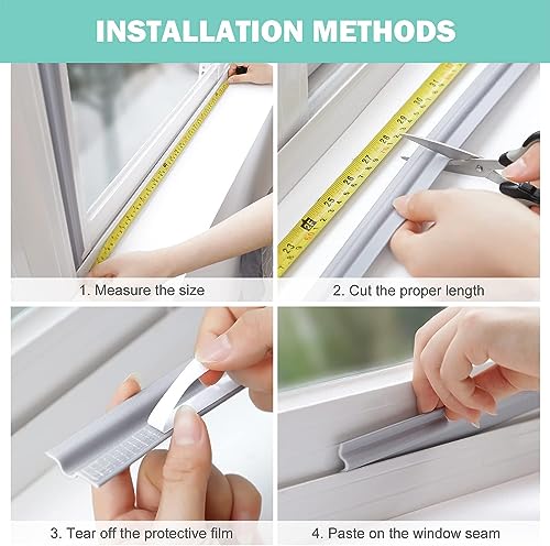 MOPMS Draft Stopper Sweep, Door Weatherproofing Stripping, Window Seal Strip Self-adhisive Soundproof Cuttable Weather Length 32.8 Ft (5 Pcs x 6.56 Ft), Grey - color: Gray, size: 32.8 ft (5 pcs)
