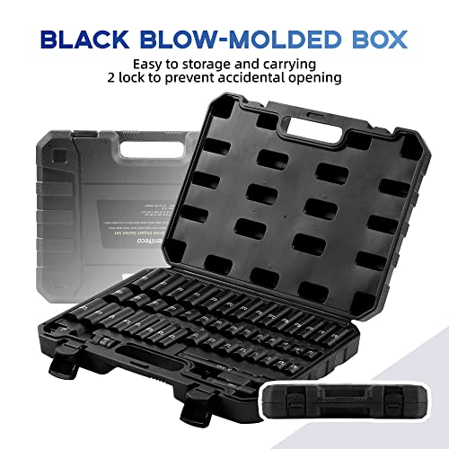 Reniteco 48-Piece 3/8" Drive Socket Set, SAE 5/16"-3/4", Metric 8-22mm, Cr-V - size: 3/8"-48 PCS