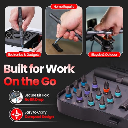 24 in 1 Magnetic Ratchet Screwdriver Set, Magnetic Screwdriver Set with Multi-Bit Ratcheting Handle & Bit Magnetizer, Compact Repair Tool Kit with Storage Case for Furniture, Computer, Bicycle and DIY - size: 24 in 1