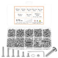 570 Pcs M3 Screws Kit, M3 Machine Screws and Nuts and Washers Set, Assorted Button Head Socket Cap Screws Nuts and Bolts Assortment Kit, Stainless Steel Metric Screw Assortment, Fully Threaded - size: M3