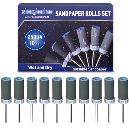 10Pcs 2500 Grit Sanding Drums Sandpaper Sticks Set for Dremel Rotary Tool with 1/8" Shank, Sanding Bits Kit Rotary Tool Accessories for Metal Rust Removal/Jade Polishing/Stone Grinding (2500 Grit) - style: 2500 Grit