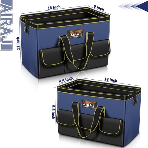 AIRAJ 2 Pack Large Tool Bag,16" & 18"Wide Mouth Tool Bags for Men and Women - size: 16"+18"