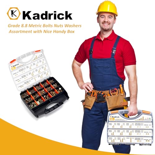 Kadrick 820Pcs Grade 8.8 Metric Bolt Assortment, M6 M8 M10 Hex Heavy Duty Bolts and Nuts Kit,M6 x1.0 M8 x1.25 M10-1.5 (12mm to 45mm),Yellow Zinc Plated - size: 820Pcs M6-M10 HEX Yellow