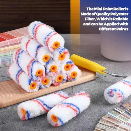 Leumoi 200 Pcs 4 Inch Mini Paint Roller Cover, Red Blue - color: Red Blue