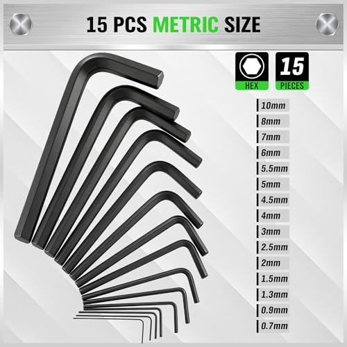 SWANLAKE GARDEN TOOLS 32-Piece Hex Key Allen Wrench Set, SAE and Metric Allen Keys MM(0.7mm-10mm) SAE(0.028"-3/8), L Shape, Chrome Vanadium Steel, Easy Organization - style: 32pcs Standard Set