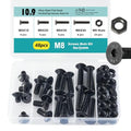 M8 x 10mm 20mm 30mm 40mm, Flat Head Hex Socket Cap Screws Bolts, Countersunk Bolts and Nuts, 10.9 Grade Alloy Steel, Black Oxide, Metric Allen Drive, Fully Thread, Assortment Kit 48PCS - size: M8x10-40mm+Nuts