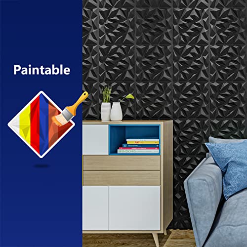 Art3dwallpanels 33 Pack 3D Wall Panels, Black PVC | Modern Raised 3D Wall Tiles, Waterproof Fireproof, 33 Sheets Large Pack, Easy DIY Mount for Residential Commercial Wall - color: Black