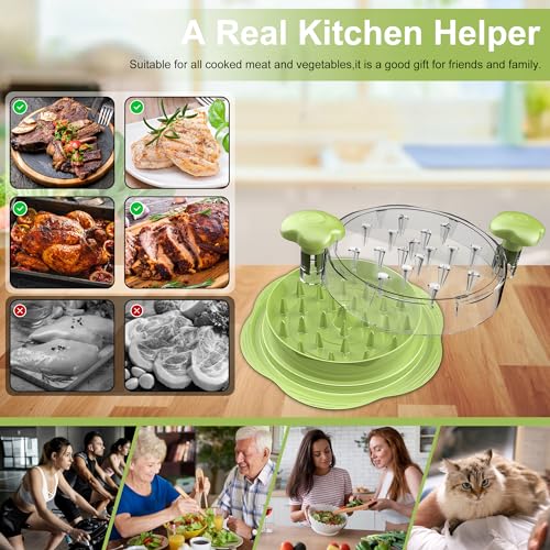 Chicken Shredder Tool Twist Large Meat Shredder with Brush&Fork, Matcha - color: Matcha Green