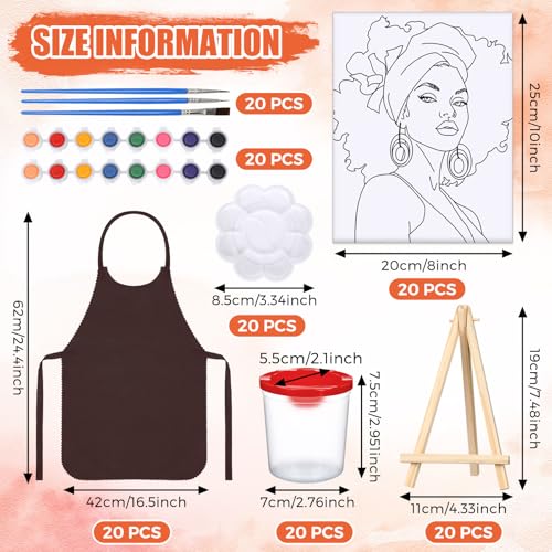 Sherr 140 Pcs 20 Set Pre Drawn Canvas Painting Kit, Elegant Lady - style: Elegant Lady