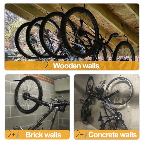KURUI Large Heavy Duty Screw Hooks for Hanging Plants, Outdoor String Lights, Bike, 8 Pack Ceiling Hooks for Garage Organization and Storage, Black No Drill Wall Hangers - size: 5.7 Inch