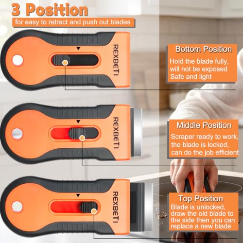 REXBETI Razor Blade Scraper Tool, 4 Pack Windows, Glass Stovetop Scraper - style: Original 4 Pack