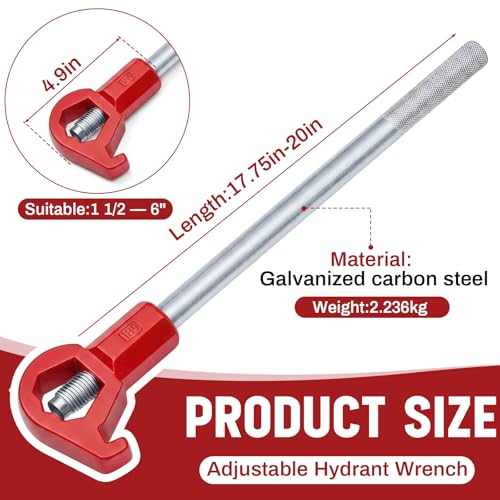 Tandefio 1 Pcs Fire Hydrant Wrench, 1-1/2" to 6", Red - color: Red, size: 1-1/2" to 6"